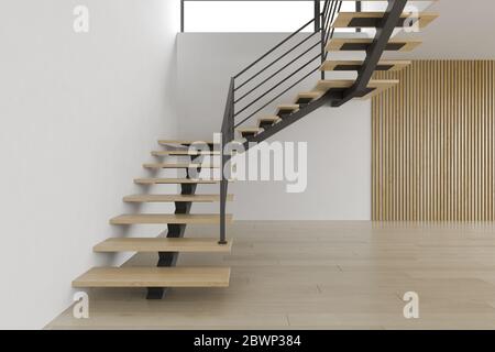 Interior empty room with stair 3D rendering Stock Photo - Alamy