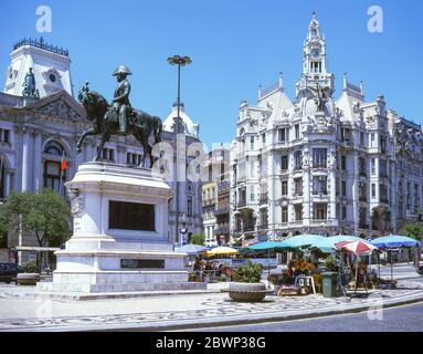 Statue of Dom Pedro IV, Praca da Liberdade, Porto (Oporto), Norte Region, Portugal Stock Photo