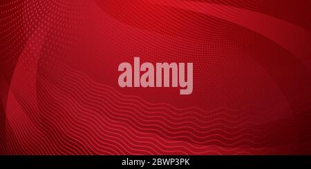 Abstract background made of halftone dots and curved lines in red colors Stock Vector