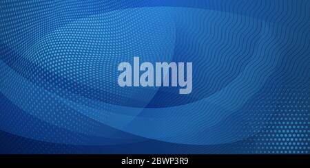 Abstract background made of halftone dots and curved lines in light blue colors Stock Vector