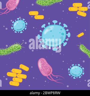 coronavirus covid 19 and virus background with disease cells bacterias related design vector illustration Stock Vector