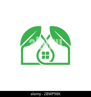 simple linked leaf home shape logo vector Stock Vector