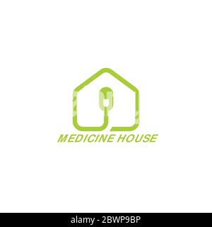 simple geometric line capsule medicine home symbol logo vector Stock Vector