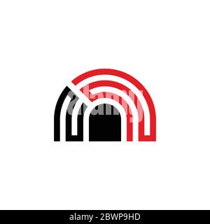abstract letter n stripes door gate lines geometric design logo vector Stock Vector