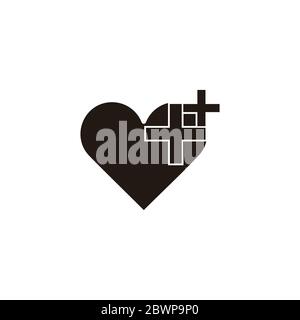 heart plus medical simple geometric symbol vector Stock Vector