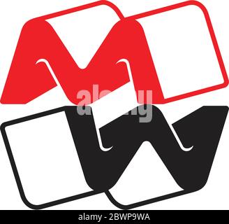 letter mw linked 3d motion logo vector Stock Vector