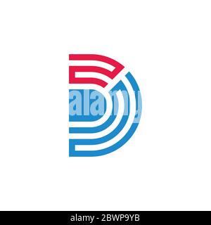 abstract letter d2 stripes lines geometric design vector Stock Vector