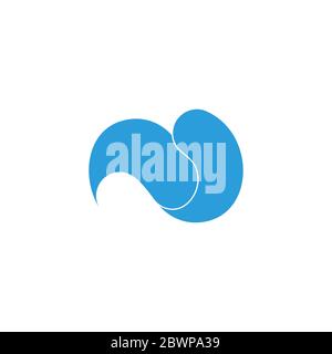 abstract curves blue wave 3d flat design logo vector Stock Vector