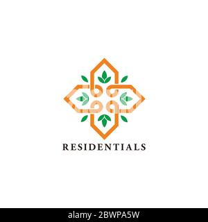 abstract homes residential leaf natural infinity design logo vector Stock Vector
