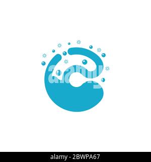 letter c clean wash water bubbles symbol logo vector Stock Vector