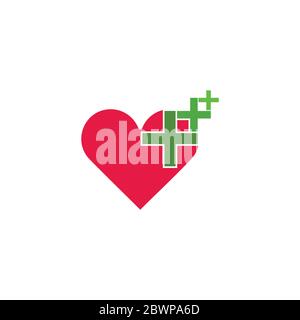 love healthy plus medical motion process symbol logo vector Stock Vector
