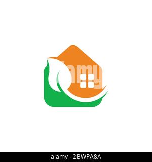 natural leaf home simple geometric colorful symbol logo vector Stock ...