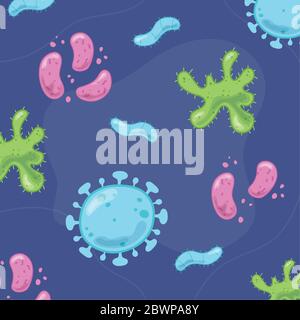 coronavirus covid 19 and virus background with disease cells bacterias related design vector illustration Stock Vector