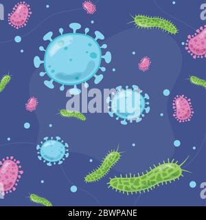 coronavirus covid 19 and virus background with disease cells bacterias related design vector illustration Stock Vector