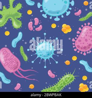 coronavirus covid 19 and virus background with disease cells bacterias related design vector illustration Stock Vector