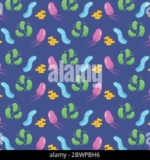 coronavirus covid 19 and virus background with disease cells bacterias related design vector illustration Stock Vector