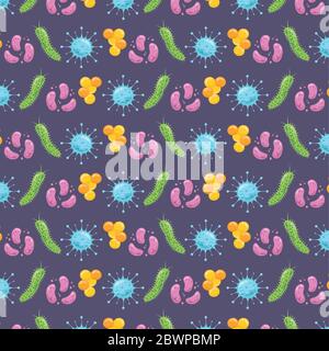 coronavirus covid 19 and virus background with disease cells bacterias related design vector illustration Stock Vector