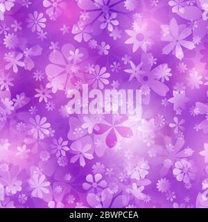 Spring seamless pattern of various flowers in purple colors Stock Vector
