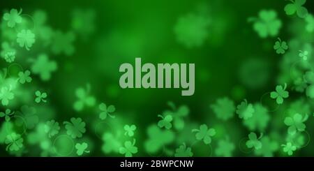 Background on St. Patrick's Day made of blurry clover leaves in green colors Stock Vector