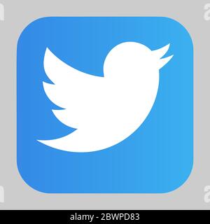 VORONEZH, RUSSIA - JANUARY 11, 2020: Twitter logo square icon Stock Vector