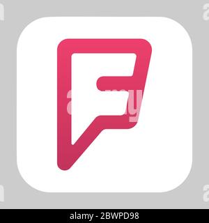 VORONEZH, RUSSIA - JANUARY 11, 2020: Foursquare logo square icon Stock Vector