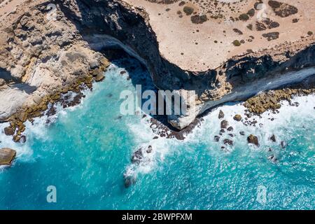 Overhead view of the cliffs at the Great Australian Bight in South Australia Stock Photo