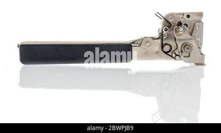 A Heavy-duty manual hammer tacker ideal for roofing, insulation, house wrap and flooring of  on an isolated background Stock Photo