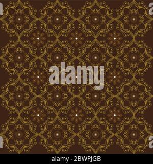 Classic Javanese batik pattern with simple dark brown color Stock Vector