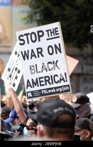 Los Angeles, USA. 2nd June, 2020. Los Angeles, CA - June 2, 2020: Demonstrators attend the George Floyd Black Lives Matter Protest on June 2, 2020 on Hollywood Blvd in Los Angeles, California. Credit: MSU Studio/The Photo Access. Credit: The Photo Access/Alamy Live News Stock Photo