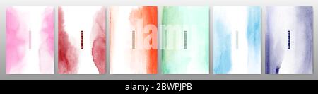 Set of light colorful watercolor background. Template used as being an element in the decorative design of banner, cover, card and brochure. Stock Vector