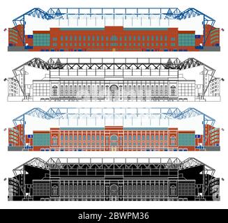 Ibrox Stadium in front view Stock Vector