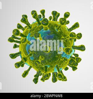 2019 nCov-Corona virus cell outbreak and coronaviruses influenza white background concept dangerous flu shot Covid -19 pandemic medical health risk wi Stock Photo