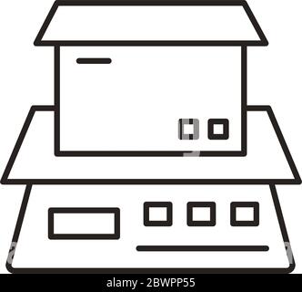 box carton in balance delivery service line style Stock Vector