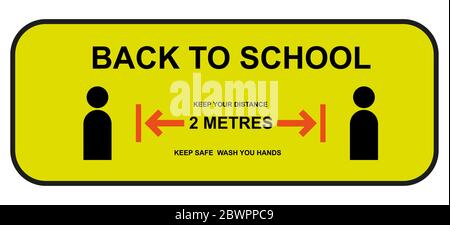 Back to School social distance sign Stock Vector