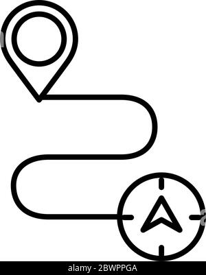 pin and compass in the route location line style Stock Vector