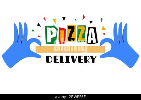 Safe pizza delivery at home during coronavirus. Stock Vector