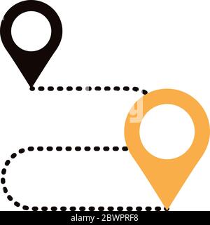 pins pointers in the route location line style Stock Vector