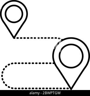 pins pointers in the route location line style Stock Vector