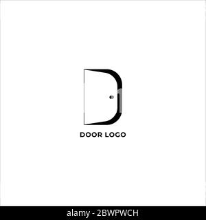 Door logo design template isolated on white background. An open door silhouette in Letter D alphabet logo design concept. Minimal, simple and clean Stock Vector