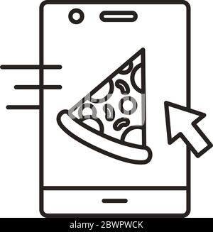 smartphone with pizza delivery app line style icon Stock Vector