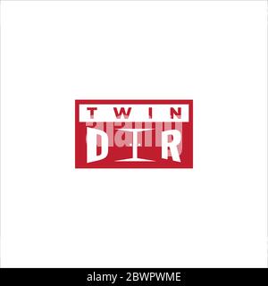Twin Door logo design template isolated on white background. Door silhouette in red maroon logo concept. Stock Vector