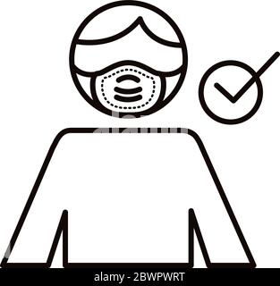 man using face mask line style icon Stock Vector