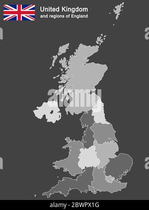 european country United Kingdom and regions of England Stock Vector