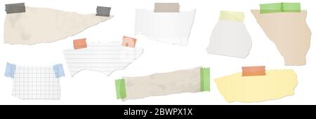 collection of different colored scraps of papers with adhesive strips Stock Vector