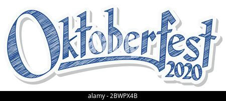 blue and white header with scribble pattern and text Oktoberfest 2020 Stock Vector