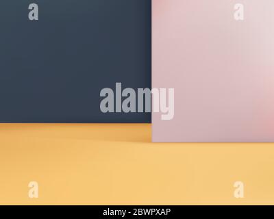 Vector Geometric Background, Duo Layers in Yellow Light Pink & Dark Blue Stock Vector