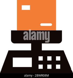 box carton in balance delivery service silhouette style Stock Vector