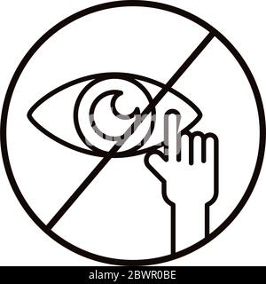 dont touch eyes line style icon Stock Vector