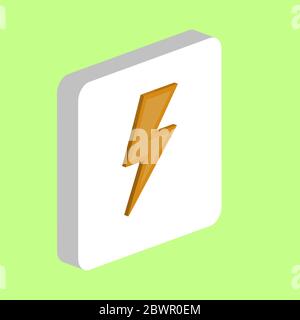 Lighting bolt Simple vector icon. Illustration symbol design template for web mobile UI element. Perfect color isometric pictogram on 3d white square. Stock Vector