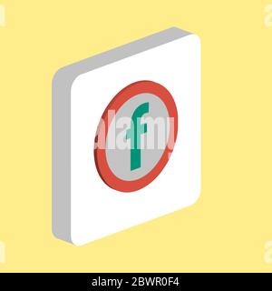 F Letter Simple vector icon. Illustration symbol design template for web mobile UI element. Perfect color isometric pictogram on 3d white square. F Le Stock Vector